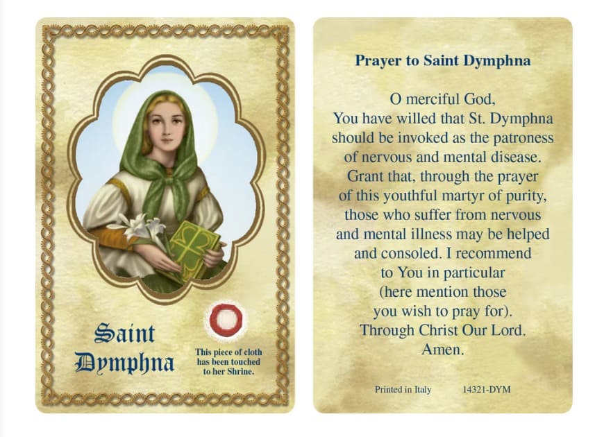 Saint Dymphna Relic Card - For Mental Afflictions