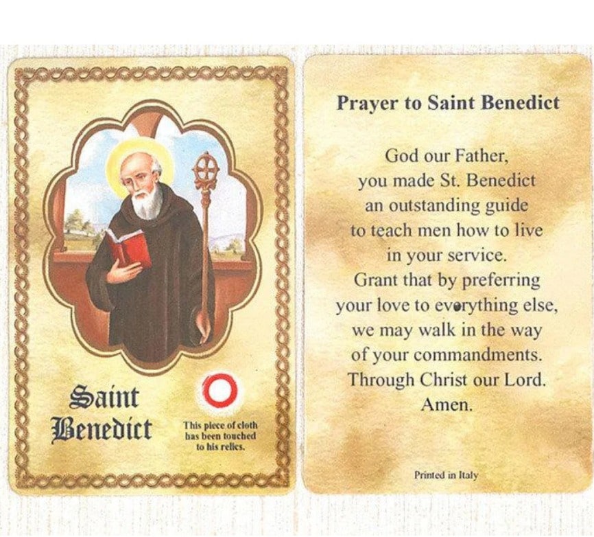 Saint Benedict Relic Prayer Card